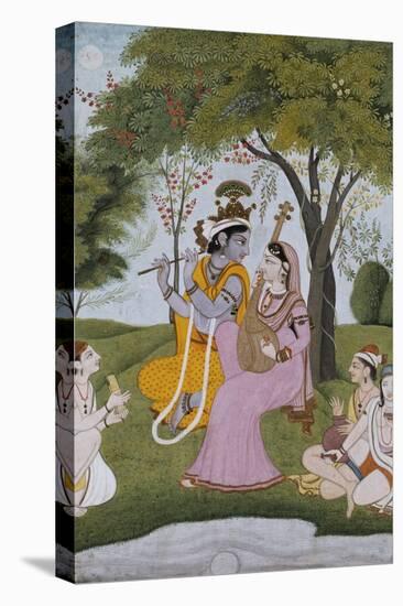 Krishna and Radha Making Music-null-Stretched Canvas