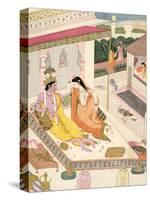 Krishna and Radha on a Bed in a Mogul Palace, Punjab, c.1860-null-Stretched Canvas