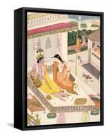 Krishna and Radha on a Bed in a Mogul Palace, Punjab, c.1860-null-Framed Stretched Canvas