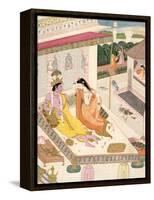Krishna and Radha on a Bed in a Mogul Palace, Punjab, c.1860-null-Framed Stretched Canvas