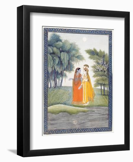 Krishna and Radha Walking by the Jumna in the Moonlight Having Exchanged Clothes, from the…-null-Framed Premium Giclee Print