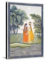 Krishna and Radha Walking by the Jumna in the Moonlight Having Exchanged Clothes, from the…-null-Stretched Canvas