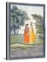 Krishna and Radha Walking by the Jumna in the Moonlight Having Exchanged Clothes, from the…-null-Stretched Canvas