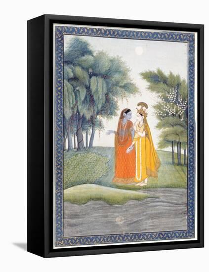 Krishna and Radha Walking by the Jumna in the Moonlight Having Exchanged Clothes, from the…-null-Framed Stretched Canvas