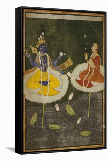 Krishna and Tadha Enthroned, Mankot or Bilaspur, circa 1700-null-Framed Stretched Canvas