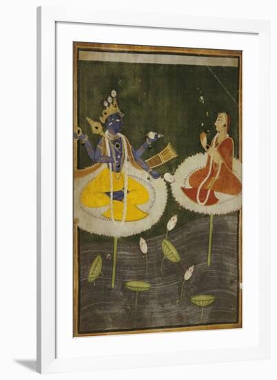 Krishna and Tadha Enthroned, Mankot or Bilaspur, circa 1700-null-Framed Giclee Print