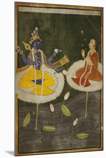 Krishna and Tadha Enthroned, Mankot or Bilaspur, circa 1700-null-Mounted Giclee Print