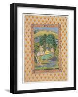 Krishna and the Gopis (Gouache on Paper)-Indian-Framed Giclee Print