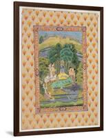 Krishna and the Gopis (Gouache on Paper)-Indian-Framed Giclee Print