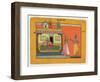 Krishna Arriving at Radha's House, Illustration from a Manuscript of "Rasamanjari" of Bhanudatta-null-Framed Giclee Print