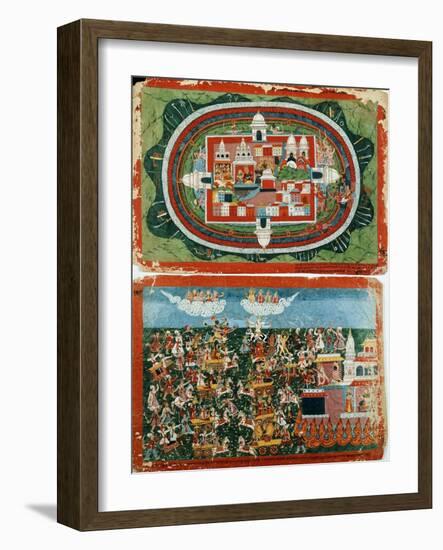 Krishna Attacking the Impregnable Castle of Prag-Jyoshita-null-Framed Giclee Print