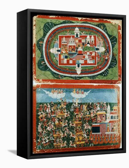 Krishna Attacking the Impregnable Castle of Prag-Jyoshita-null-Framed Stretched Canvas