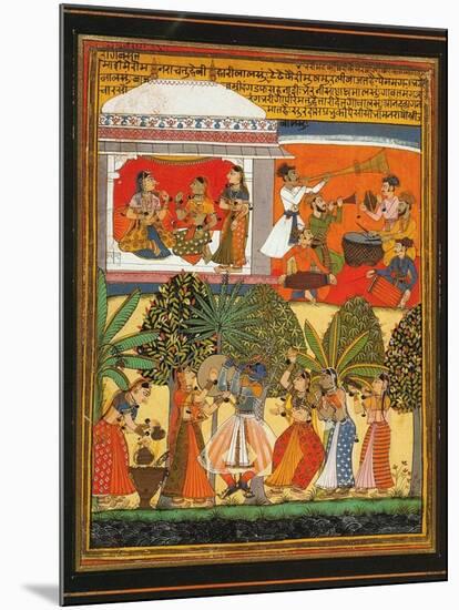 Krishna Dances with the Gopis-null-Mounted Art Print