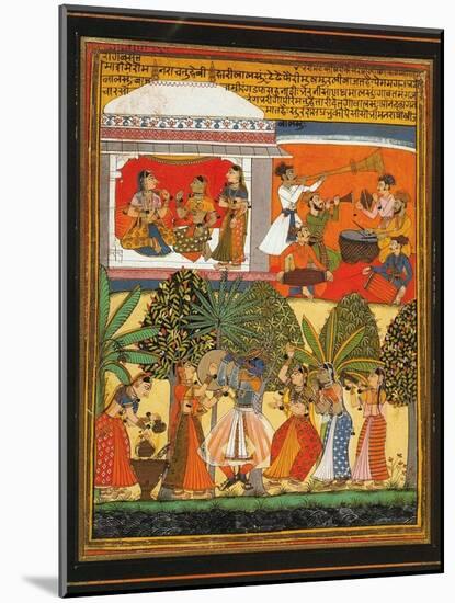 Krishna Dances with the Gopis-null-Mounted Art Print