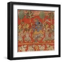 Krishna Dancing with Gopis in Vrindavan-null-Framed Art Print