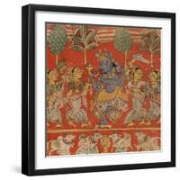 Krishna Dancing with Gopis in Vrindavan-null-Framed Art Print