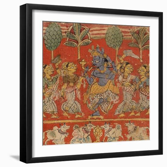 Krishna Dancing with Gopis in Vrindavan-null-Framed Art Print