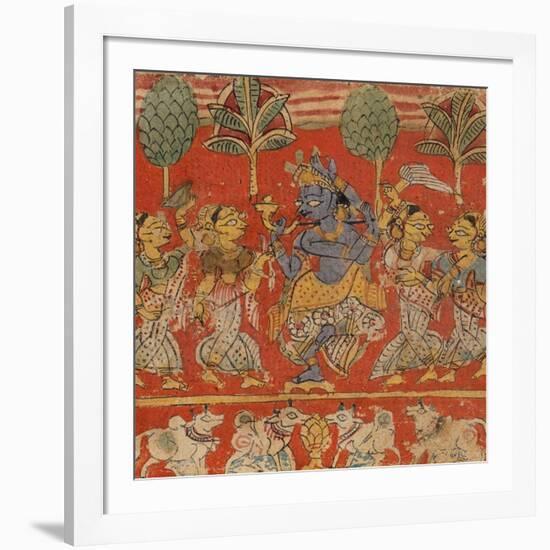 Krishna Dancing with Gopis in Vrindavan-null-Framed Art Print