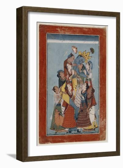 Krishna Embracing the Gopis-null-Framed Art Print