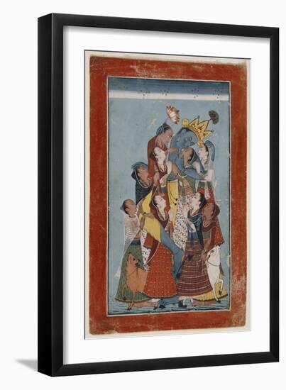 Krishna Embracing the Gopis-null-Framed Art Print
