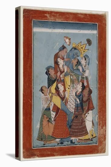 Krishna Embracing the Gopis-null-Stretched Canvas