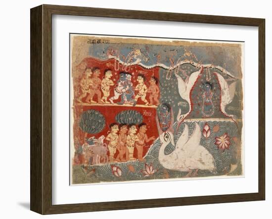 Krishna Kills the Crane Demon-null-Framed Art Print