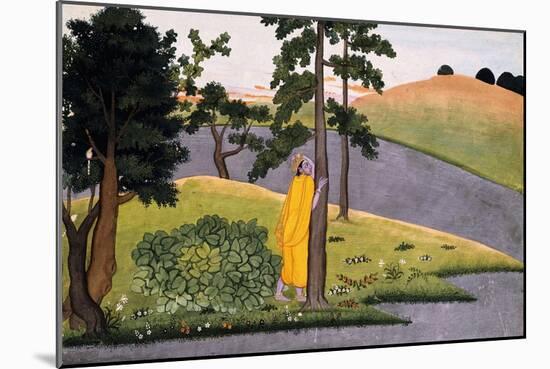 Krishna Leaning Against a Tree, Awaiting Radha, C.1780-null-Mounted Giclee Print