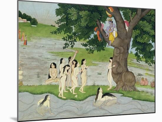 Krishna Steals the Clothes of Gopies, from the Bhagavata Purana, Kangra, Himachal Pradesh, 1780-null-Mounted Giclee Print