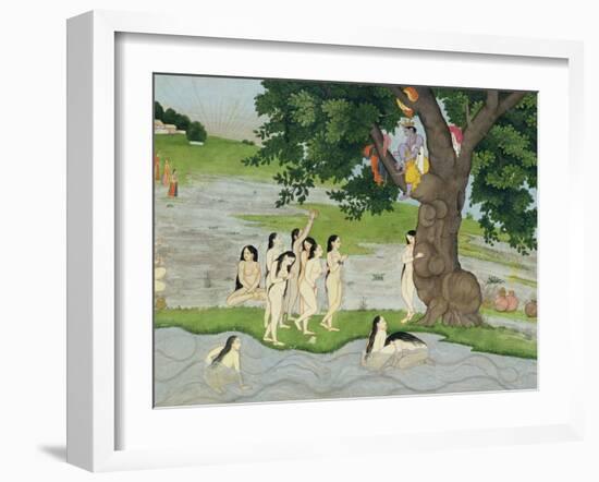 Krishna Steals the Clothes of Gopies, from the Bhagavata Purana, Kangra, Himachal Pradesh, 1780-null-Framed Giclee Print