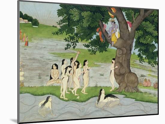 Krishna Steals the Clothes of Gopies, from the Bhagavata Purana, Kangra, Himachal Pradesh, 1780-null-Mounted Giclee Print