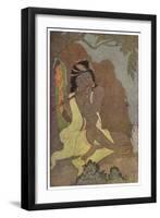 Krishna, The 8th Avatar of Vishnu with Radha, One of the Gopis-Khitindra Nath Mazumdar-Framed Art Print