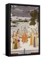 Krishna with the Gopis, Rajesthan, Possibly Bikaner, circa 1760-null-Framed Stretched Canvas