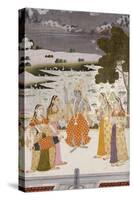 Krishna with the Gopis, Rajesthan, Possibly Bikaner, circa 1760-null-Stretched Canvas