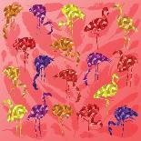 Colorful Flamingo Bird Silhouettes Illustration Collection Vector-Kristaps Eberlins-Art Print