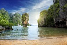 Coconut Palm on Sand Beach in Tropic on Sunset. Thailand-Krivosheev Vitaly-Framed Photographic Print