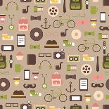 Seamless Pattern of Hipster Vector Colorful Style Elements and Icons Set for Retro Design. Infograp-Krolja-Stretched Canvas