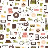 Seamless Pattern of Hipster Vector Colorful Style Elements and Icons Set for Retro Design. Infograp-Krolja-Stretched Canvas