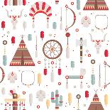 Seamless Pattern of Vector Colorful Ethnic Set with Dream Catcher, Feathers, Arrows and American In-Krolja-Stretched Canvas