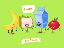 Set of Lunch Characters. Vector Cute Cartoons-Krolone-Framed Stretched Canvas