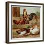 Kronheim's Chicken, Rooster and Ducks in Farmyard, from Aunt Louisa's Birthday Gift-null-Framed Photographic Print