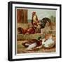 Kronheim's Chicken, Rooster and Ducks in Farmyard, from Aunt Louisa's Birthday Gift-null-Framed Photographic Print