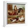 Kronheim's Chicken, Rooster and Ducks in Farmyard, from Aunt Louisa's Birthday Gift-null-Framed Photographic Print