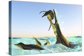 Kronosaurus, Attacks a Pod of Dolichorhynchops in Cretaceous Seas-null-Stretched Canvas