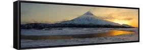 Kronotsky River and Volcano in March, Kronotsky Zapovednik, Kamchatka, Far East Russia, March-Igor Shpilenok-Framed Stretched Canvas