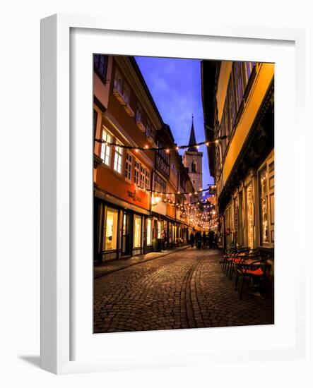 KrŠmerbrŸcke', View to '€gidienkirche', Erfurt, Evening Mood-Frina-Framed Photographic Print