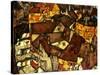 Krumau Town Cresent, 1915-Egon Schiele-Stretched Canvas