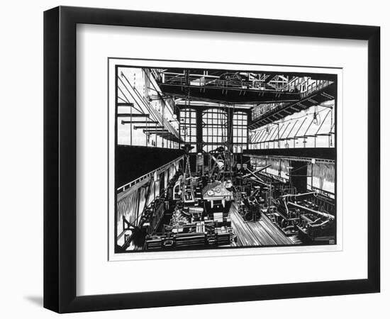 Krupp's Factory in Essen: Machine Shop Iv-Robert Engels-Framed Art Print