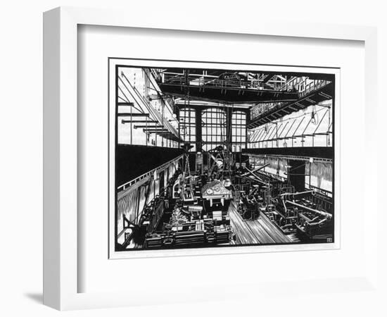 Krupp's Factory in Essen: Machine Shop Iv-Robert Engels-Framed Art Print