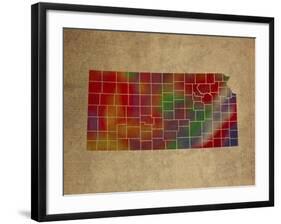 KS Colorful Counties-Red Atlas Designs-Framed Premium Giclee Print