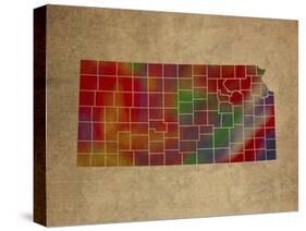 KS Colorful Counties-Red Atlas Designs-Stretched Canvas